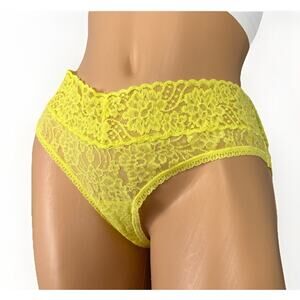 Telltale Panties Size XL Allover Lace Cheeky Headturner Yellow Sheer Panty New